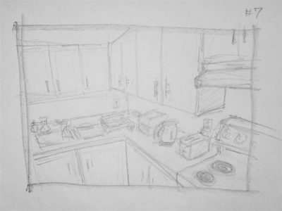 Interior Space, Thumbnail Sketch, Anna P.