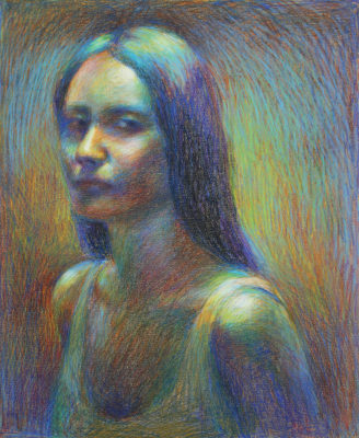 Crayon Self-Portrait Drawing, Cat Huang