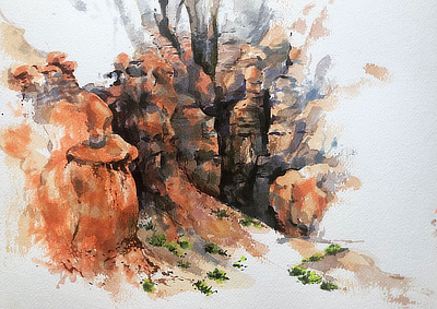 Landscape Watercolor Painting: Goblin Valley