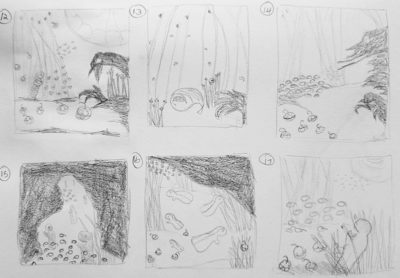 Landscapes Track: Underwater Scene, thumbnail sketches