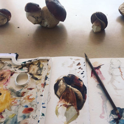 Painting Mushrooms in Watercolor, Clara Lieu