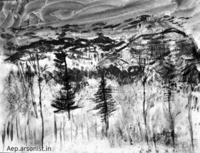 Charcoal Landscape Drawing