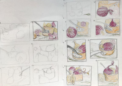 Color Track: Complementary Color underpainting, Thumbnail Sketches