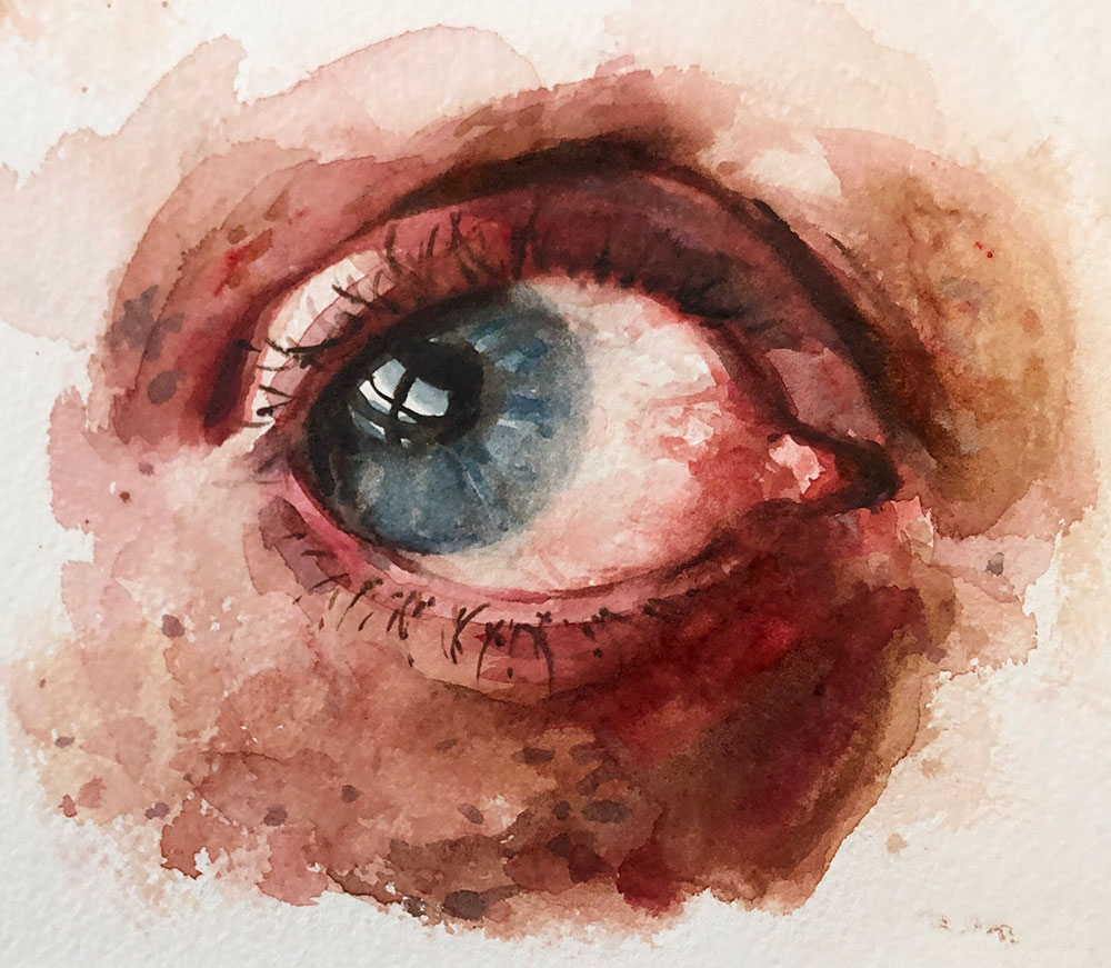 Eye painting in watercolor, Clara Lieu