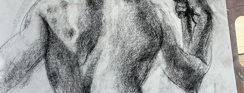 charcoal drawing banner figure torso