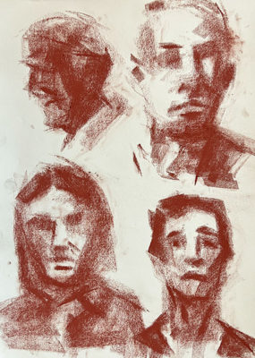 Conte Crayon Portrait Sketches