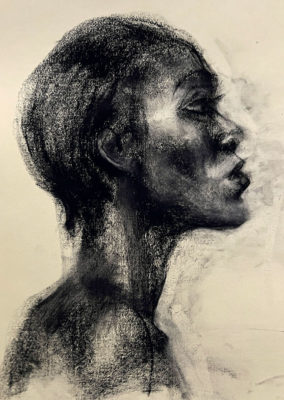 Charcoal Portrait Profile Drawing