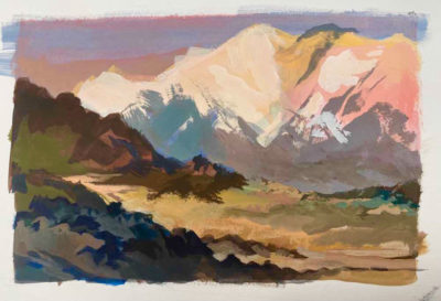 Acryl Gouache Painting: Mountain Landscapes