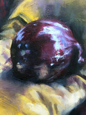 Purple & Yellow Complementary Color Still Life, Water Mixable Oils, Clara Lieu