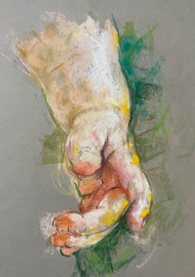 Soft Pastel Drawing of Baby Hands, Clara Lieu