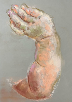 Soft Pastel Drawing of Baby Hands, Clara Lieu