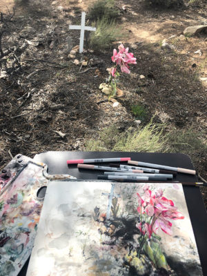 Watercolor & Marker Drawing: Widstoe Cemetery, Clara Lieu