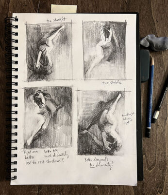 Figure Painting: Water Mixable Oils, thumbnail sketches