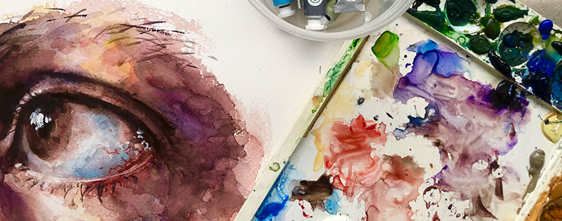 Eye watercolor painting banner