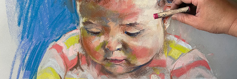 soft pastel child portrait drawing banner