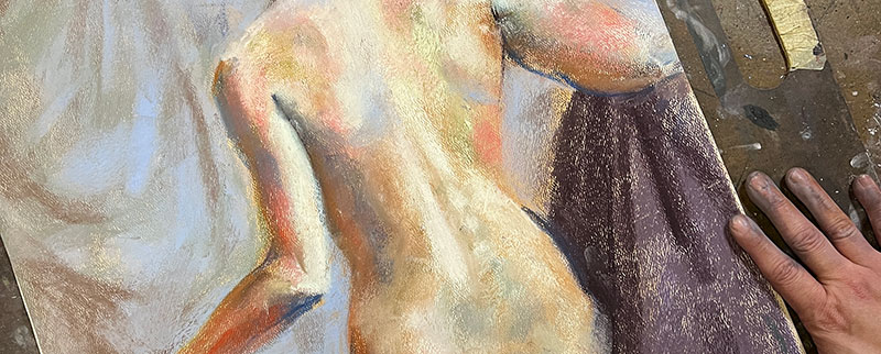 soft pastel figure drawing torso banner