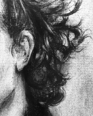 Charcoal Portrait Drawing: Hair