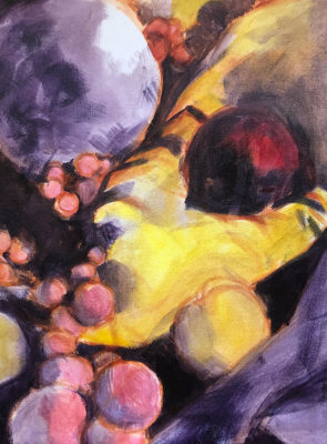 Purple & Yellow Complementary Color Still Life, Water Mixable Oils, Clara Lieu