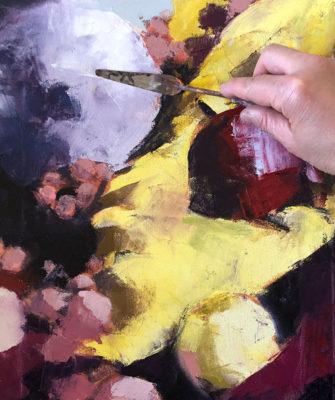 Purple & Yellow Complementary Color Still Life, Water Mixable Oils, Clara Lieu