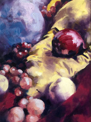 Purple & Yellow Complementary Color Still Life, Water Mixable Oils, Clara Lieu