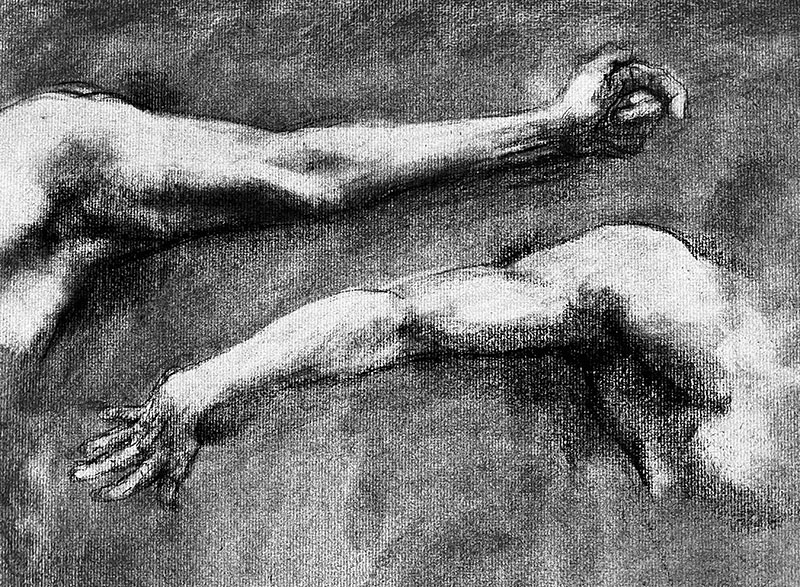 Figure Drawing, Arms: Charcoal