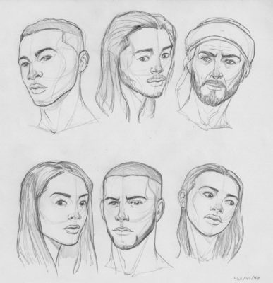 Jordan McCracken-Foster, Head Drawings in Line