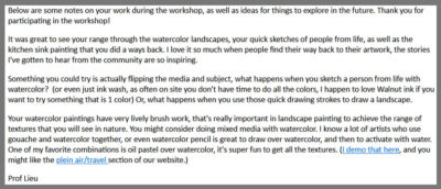 workshop email feedback